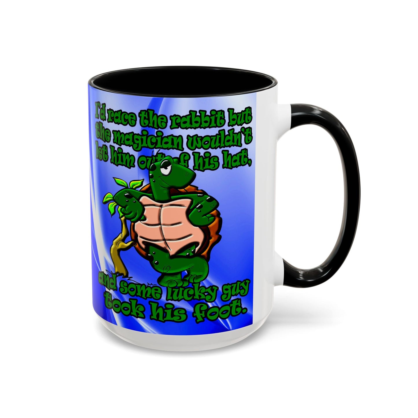 turtle race - Accent Mug (blue-white wave)
