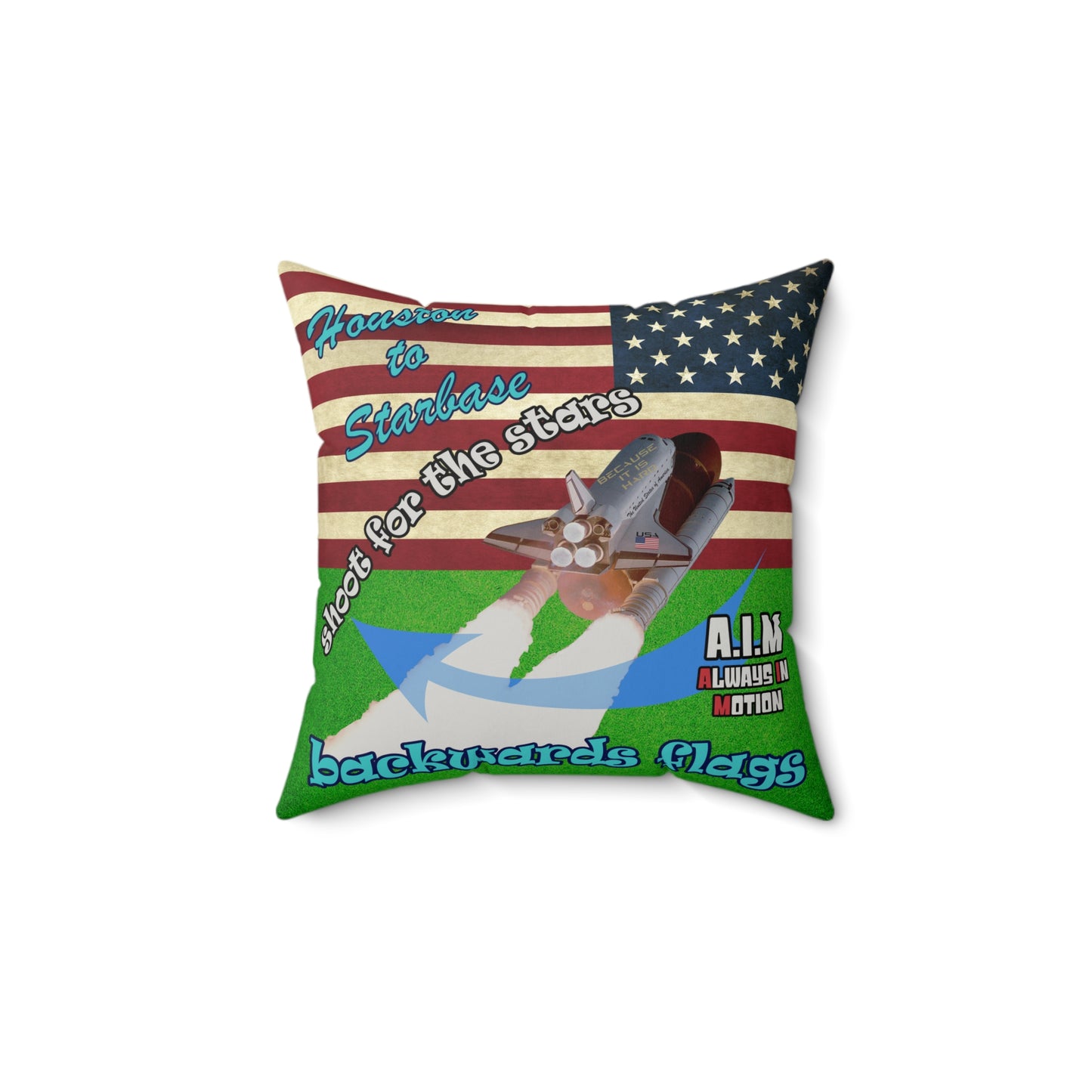 shoot for the stars - Faux Suede Square Pillow - (green turf)