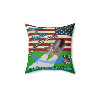 shoot for the stars - Faux Suede Square Pillow - (green turf)