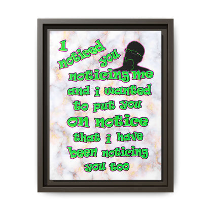 noticed you noticing - framed canvas art (white marble)