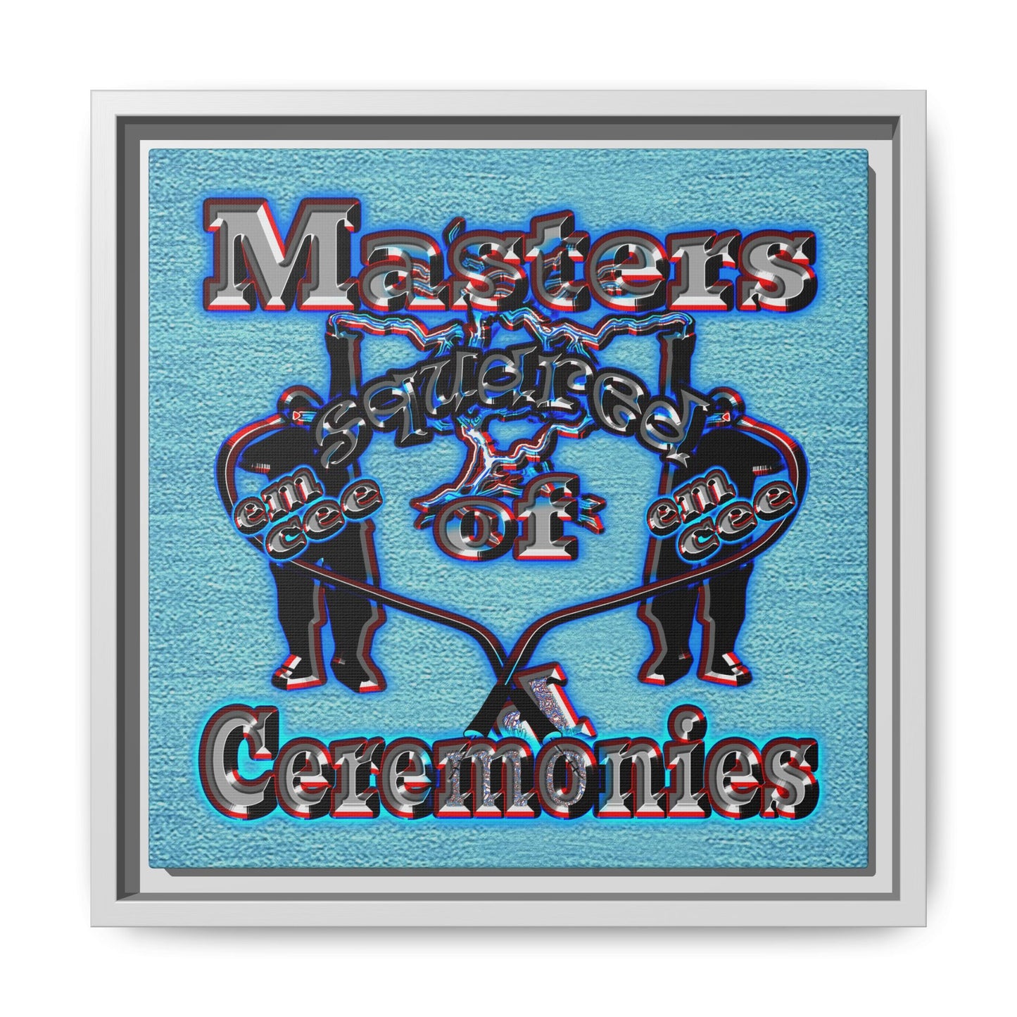 em cee squared - framed canvas art (faded blue)
