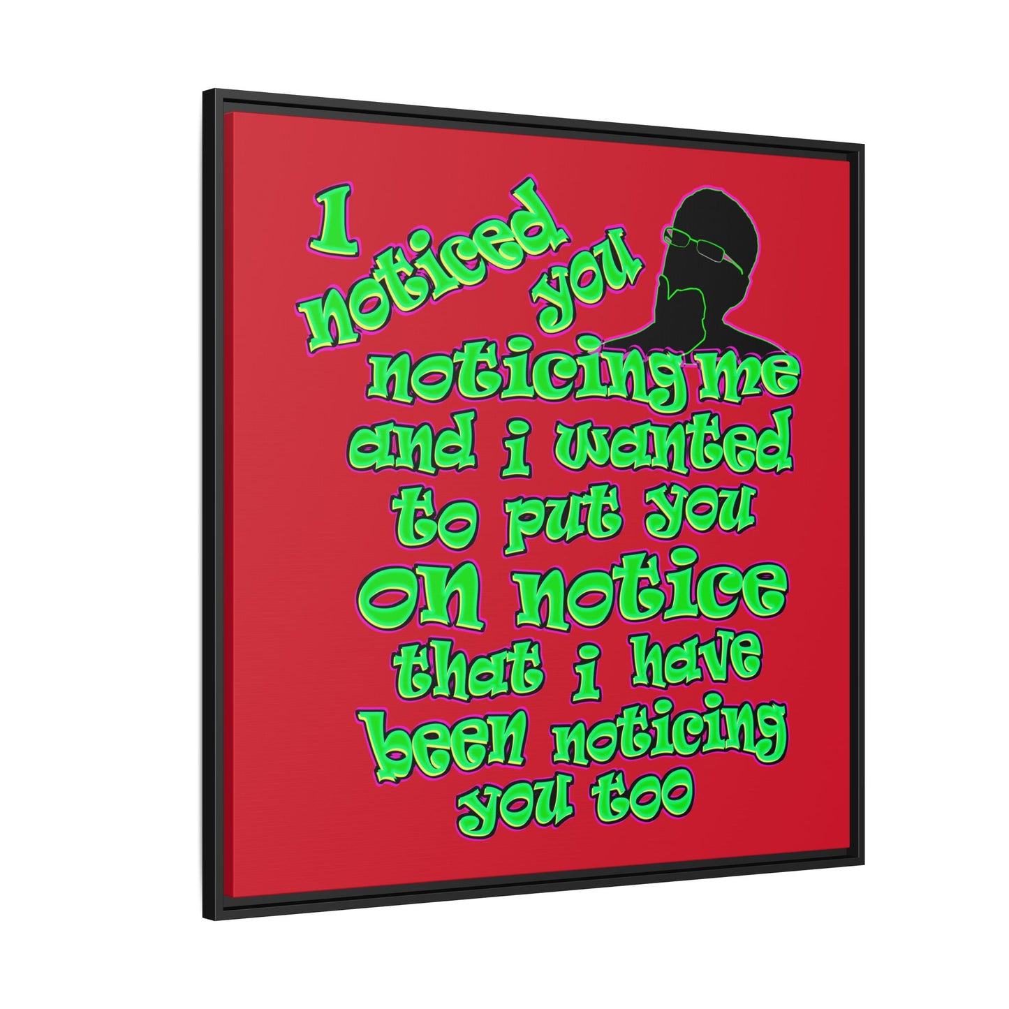 noticed you noticing - framed canvas art (dark red)