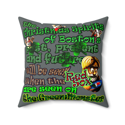 christmas spirits of boston - Spun Polyester Square Pillow - (dark grey)