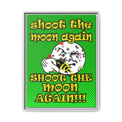 shoot the moon again - framed canvas art (logo green)