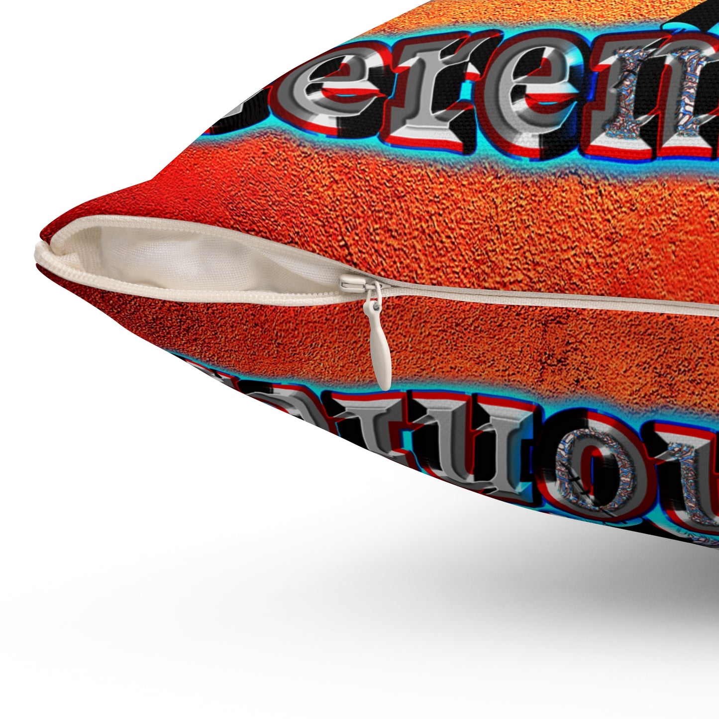em cee squared - Spun Polyester Square Pillow - (burnt orange)