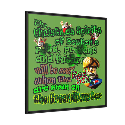 christmas spirits of boston - framed canvas art (green)