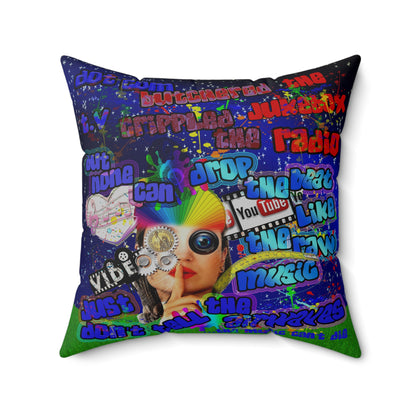 drop the beat - Spun Polyester Square Pillow - ('snoops' background)
