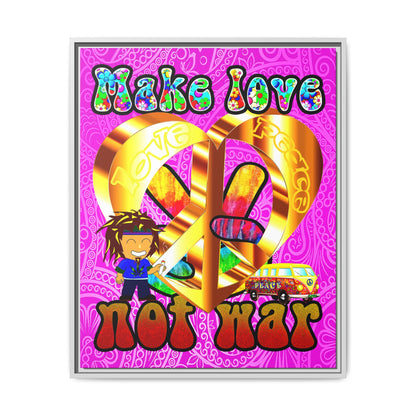 love peace - framed canvas art (pink swirl)
