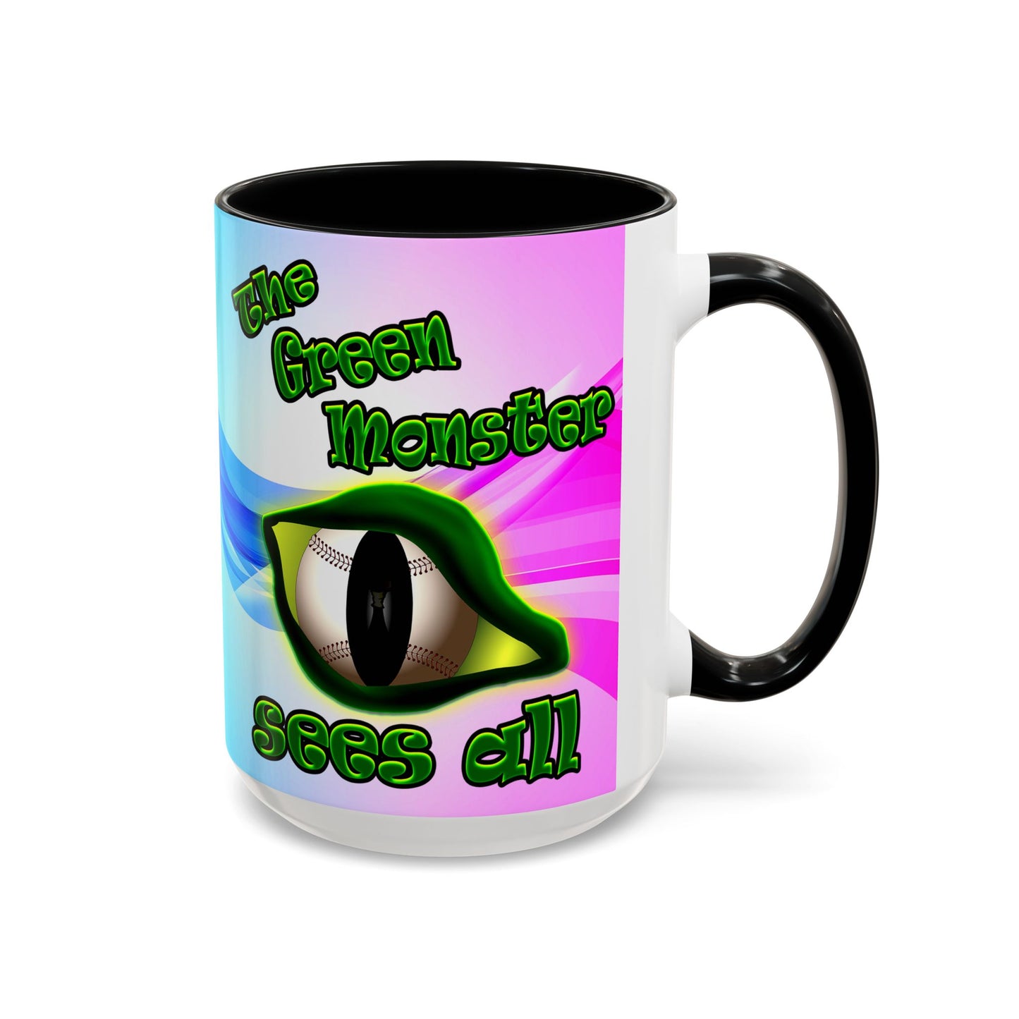 green monster - Accent Mug (light blue-pink wave)