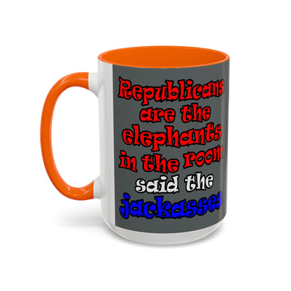 donkeys and elephants - Accent Mug (dark grey)