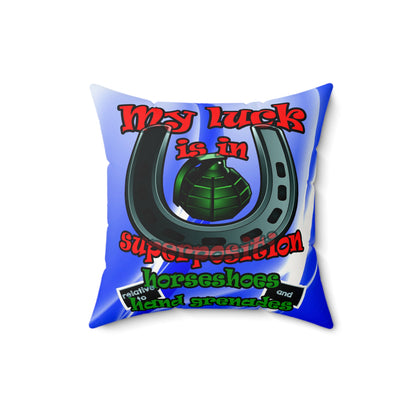 my luck - Faux Suede Square Pillow - (blue-white wave)