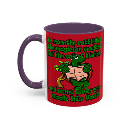 turtle race - Accent Mug (dark red)