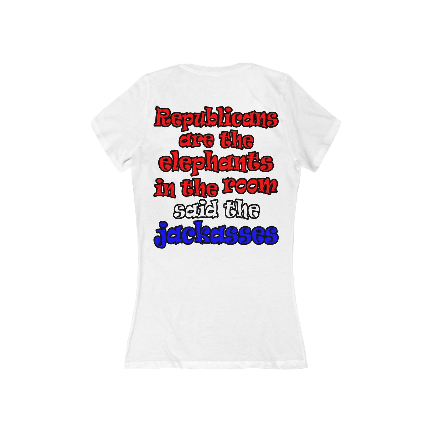 donkeys and elephants - Women's Jersey Short Sleeve Deep V-Neck Tee