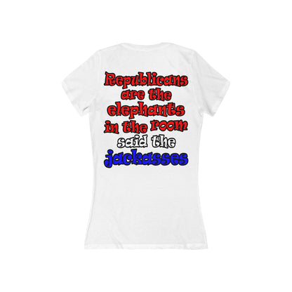 donkeys and elephants - Women's Jersey Short Sleeve Deep V-Neck Tee
