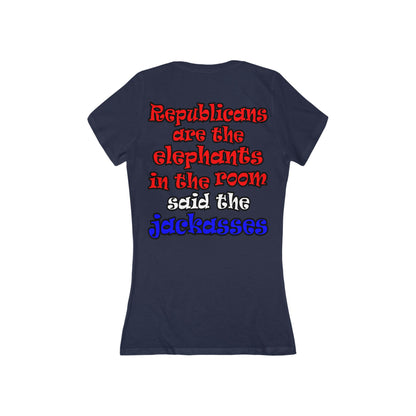 donkeys and elephants - Women's Jersey Short Sleeve Deep V-Neck Tee