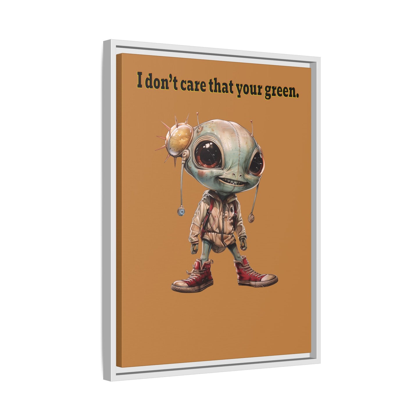 I don't care that your green - framed canvas art (light brown)