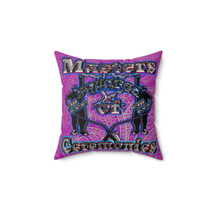 em cee squared - Spun Polyester Square Pillow - (pink swirl)