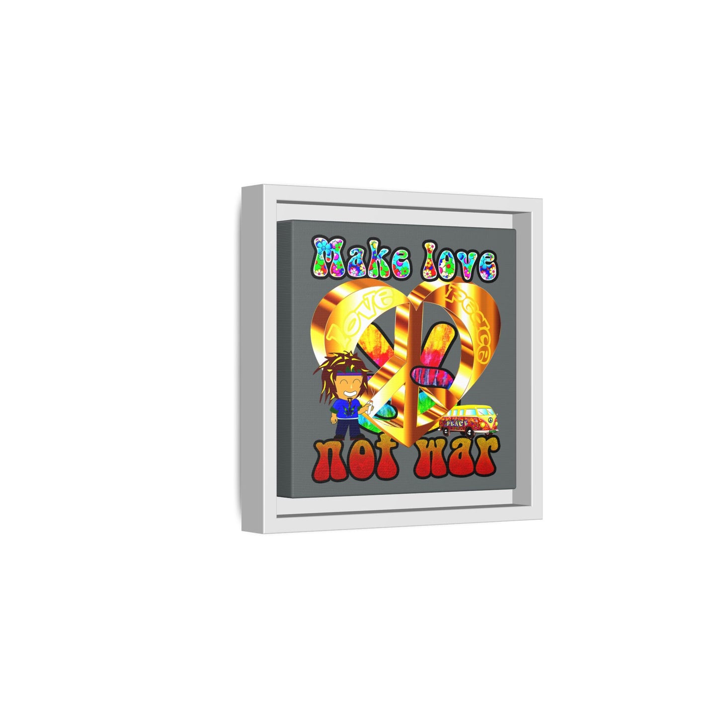 love peace - framed canvas art (dark grey)