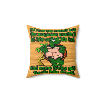 turtle race - Spun Polyester Square Pillow - (butterscotch wood finish)