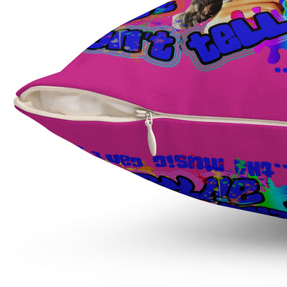 drop the beat - Spun Polyester Square Pillow - (pink)
