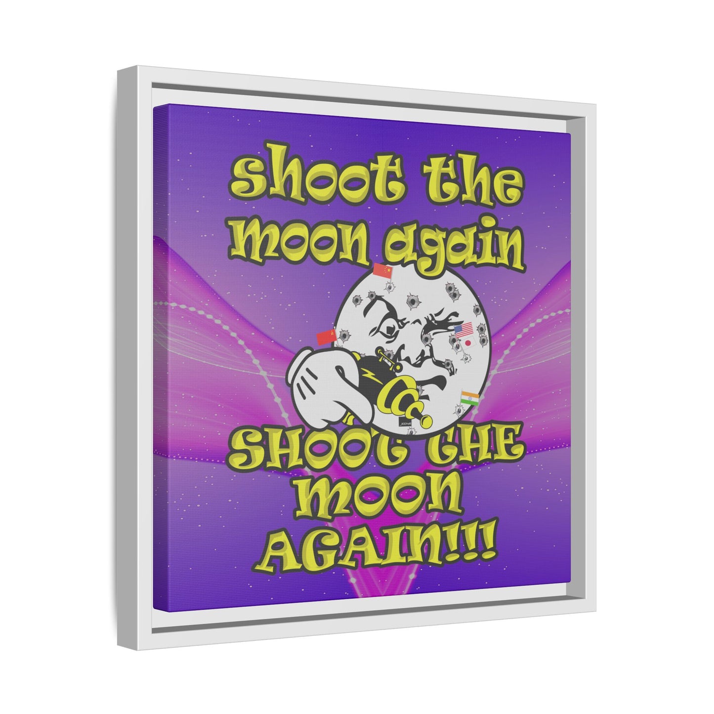 shoot the moon again - framed canvas art (purple-pink wave)