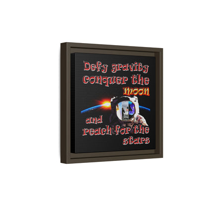 defy conquer reach - framed canvas art (black)