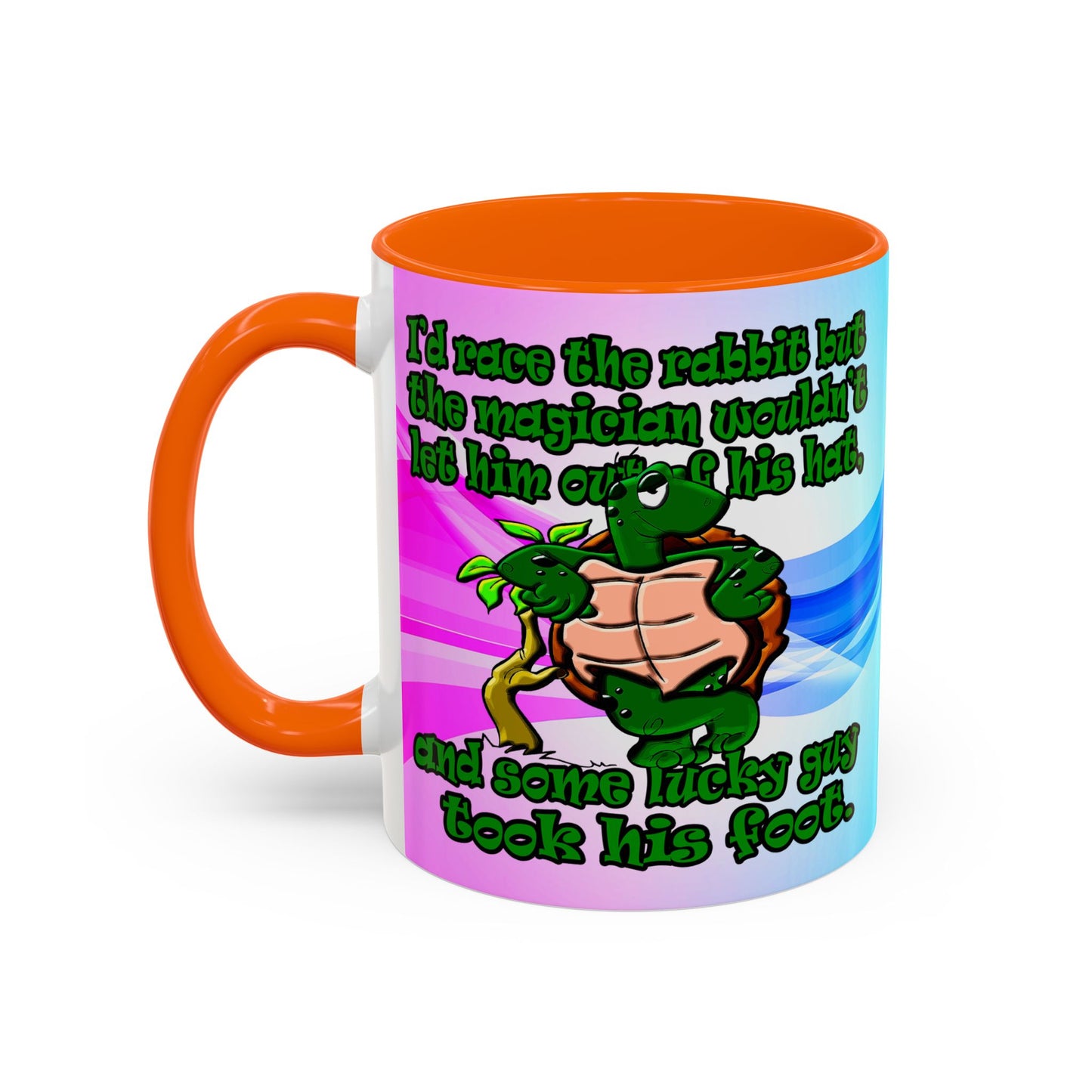 turtle race - Accent Mug (light blue-pink wave)