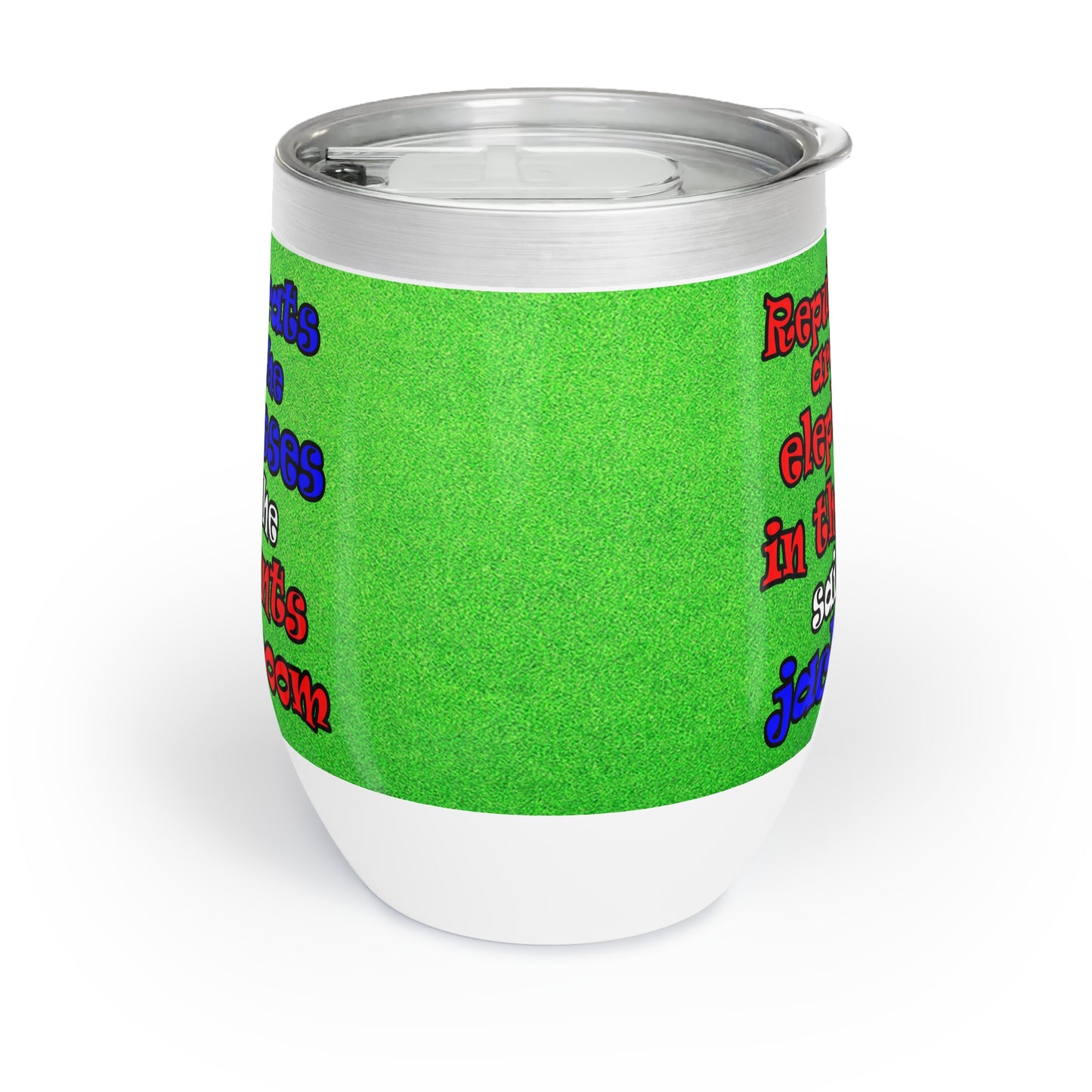 donkeys and elephants - Chill Wine Tumbler (green turf)