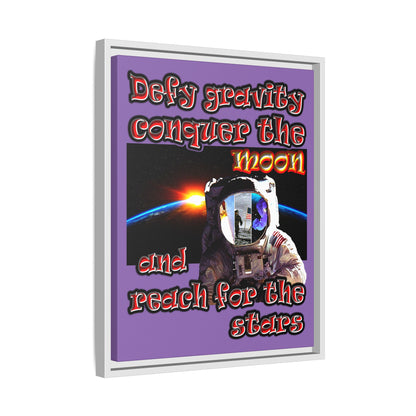 defy conquer reach - framed canvas art (light purple)