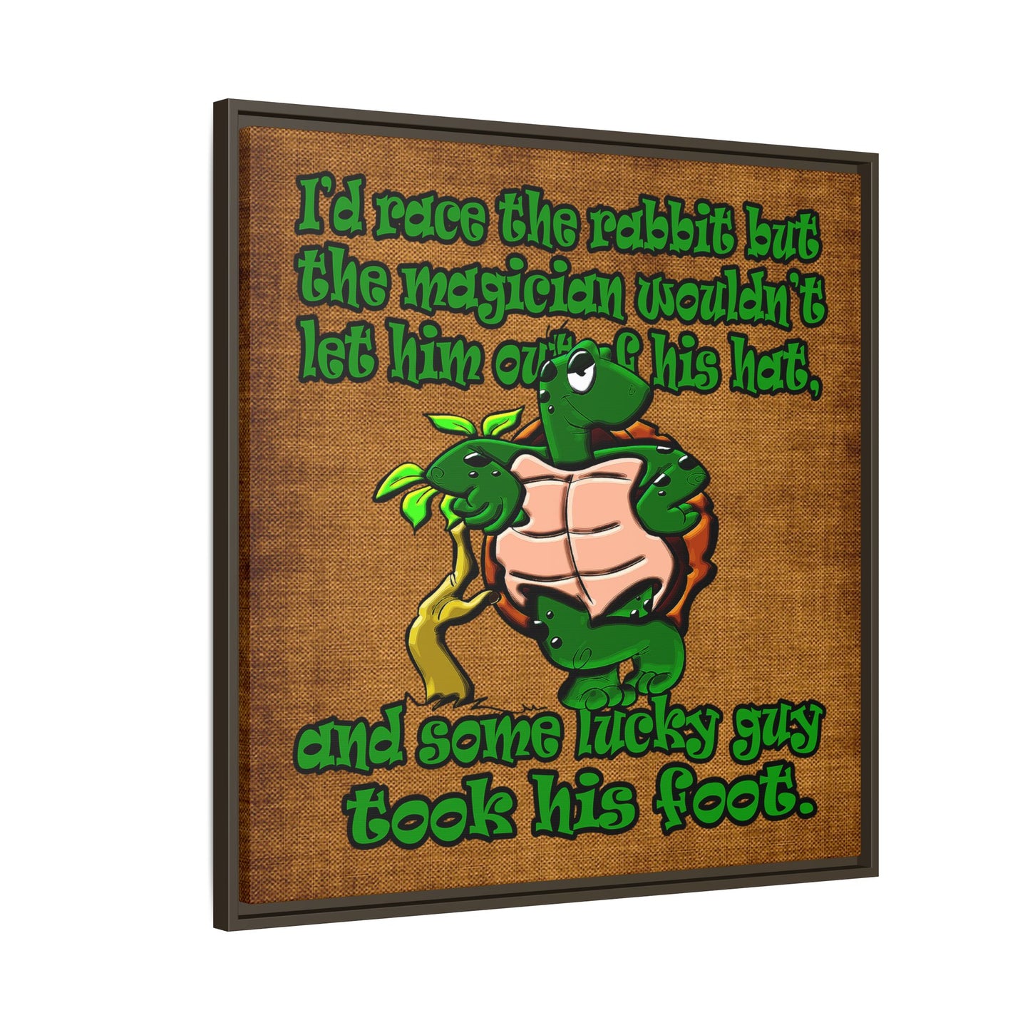 turtle race - framed canvas art (brown papyrus)