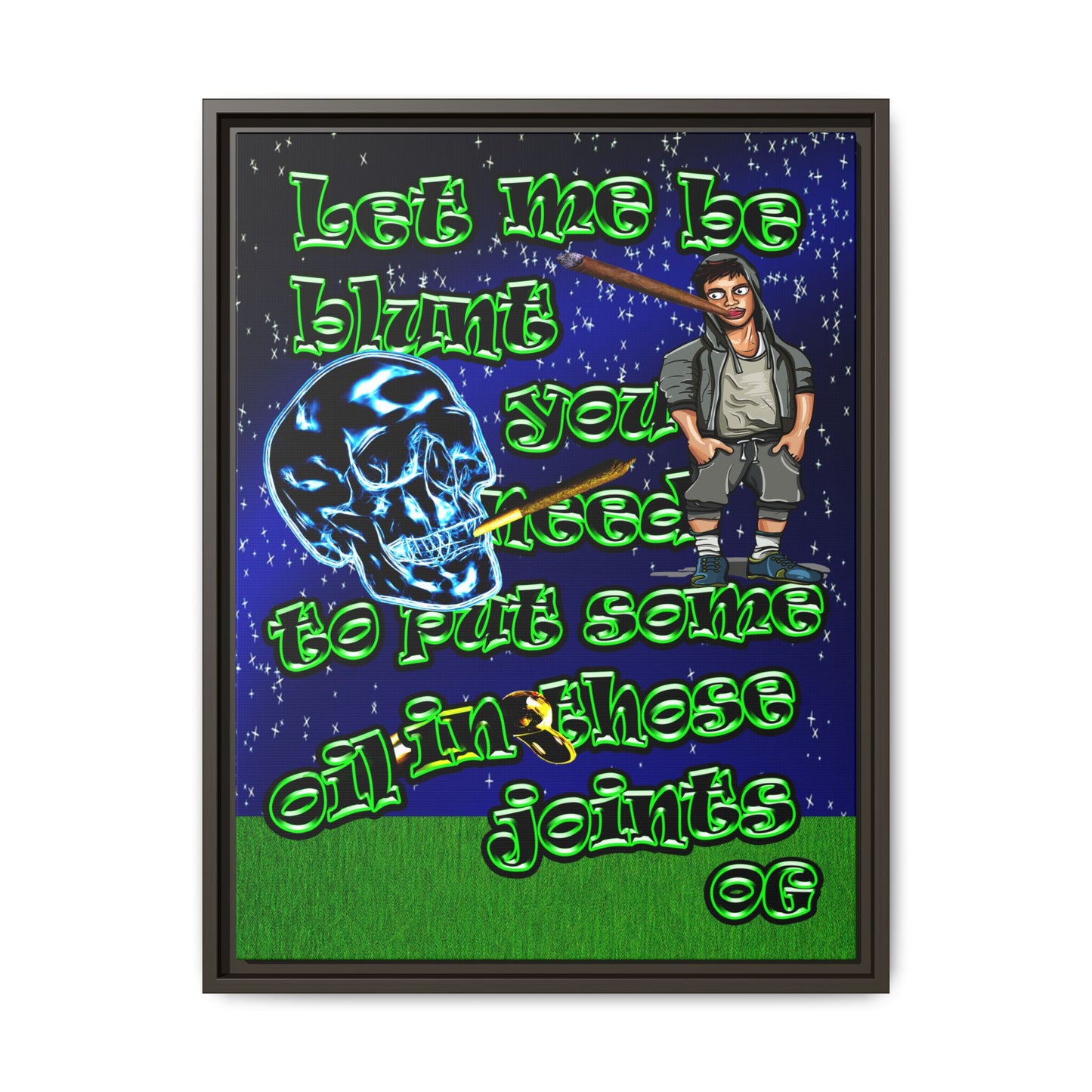 og - framed canvas art ('snoops' background)
