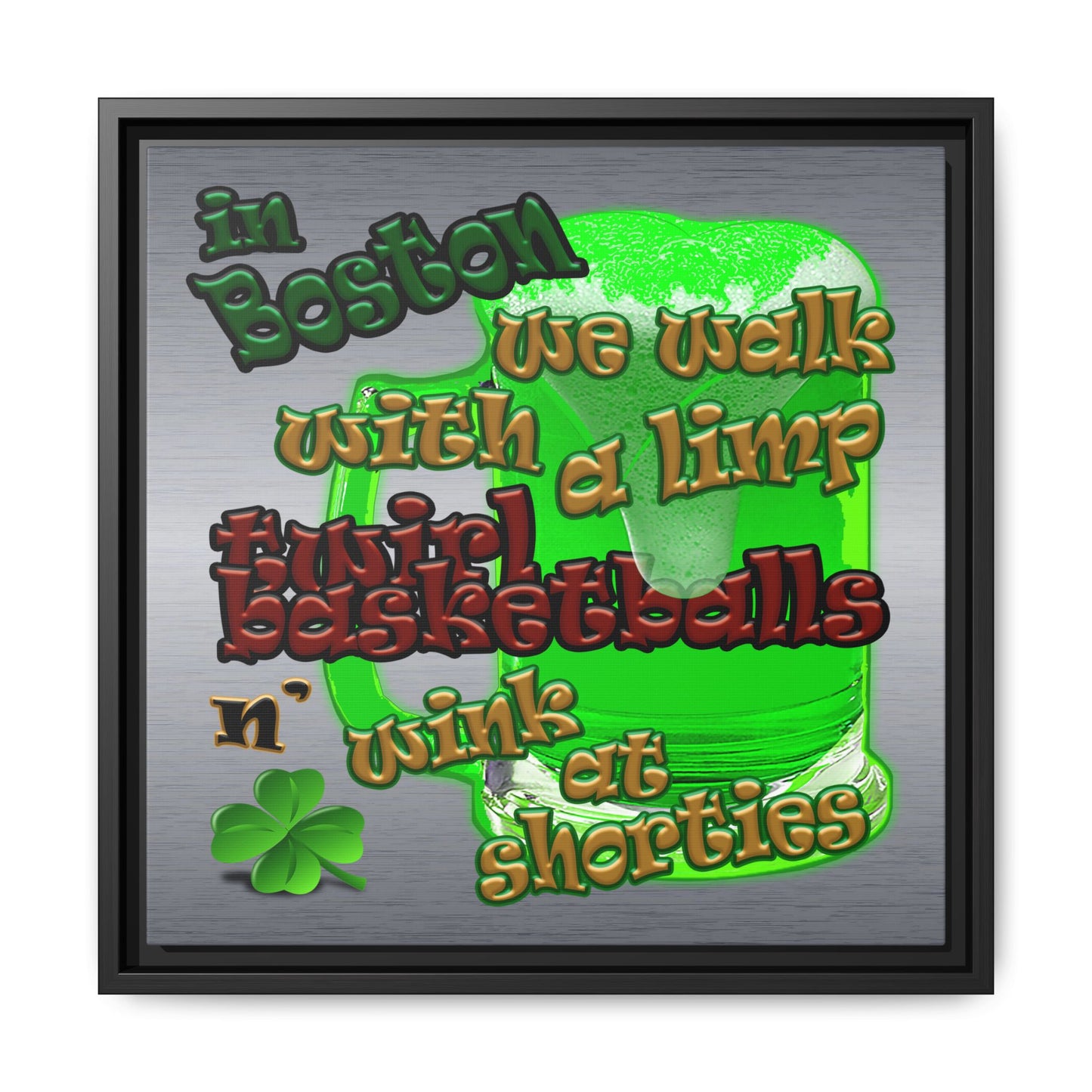 celtics logo - framed canvas art (brushed nickel)