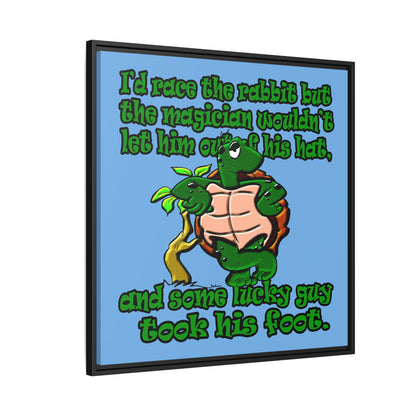 turtle race - framed canvas art (light blue)