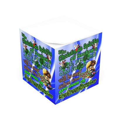 christmas spirits of boston - note cube (blue-white wave)