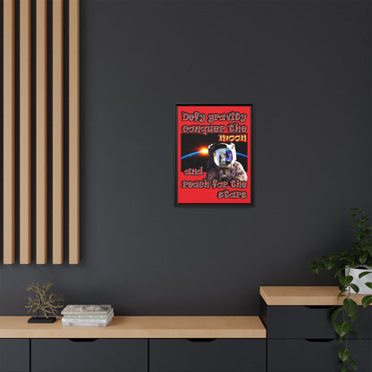 defy conquer reach - framed canvas art (red)