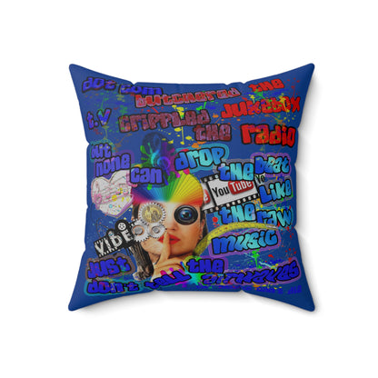 drop the beat - Spun Polyester Square Pillow - (dark blue)