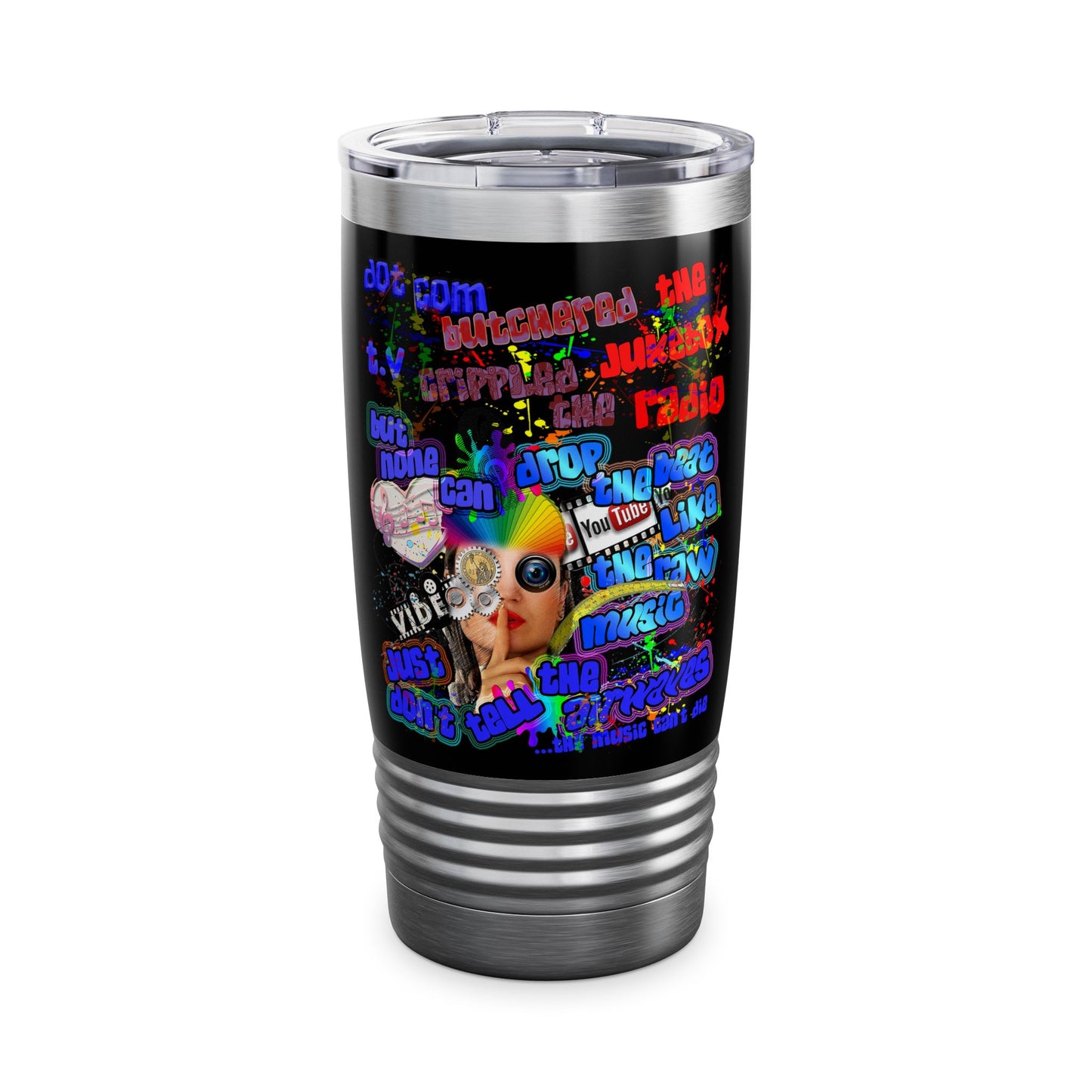 drop the beat - Ringneck Tumbler, 20oz (black)