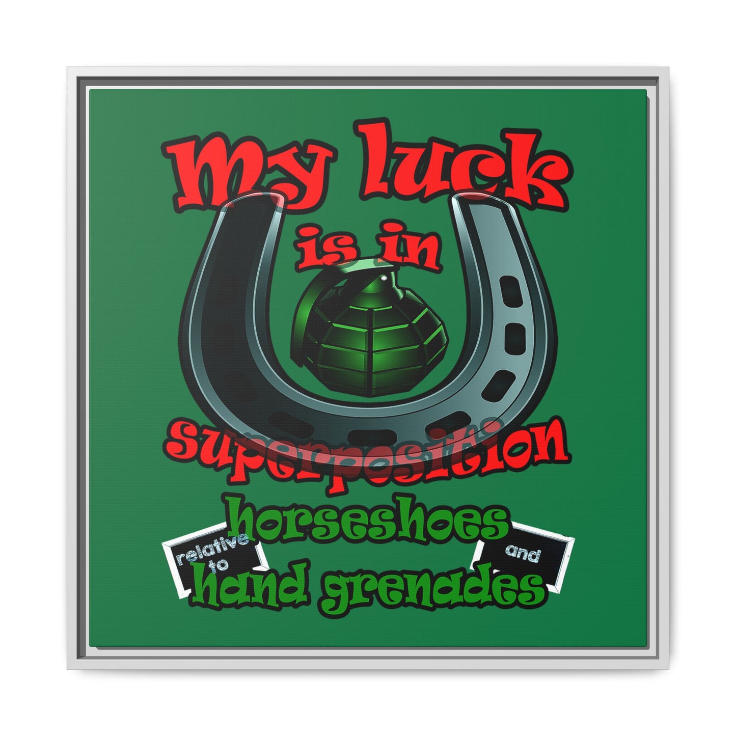 my luck - framed canvas art (dark green)
