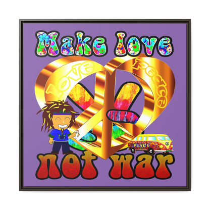 love peace - framed canvas art (light purple)