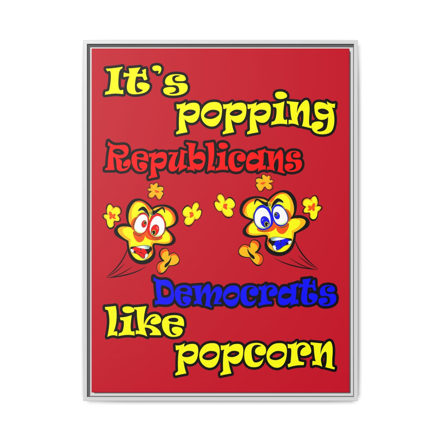 popping like popcorn - framed canvas art (dark red)