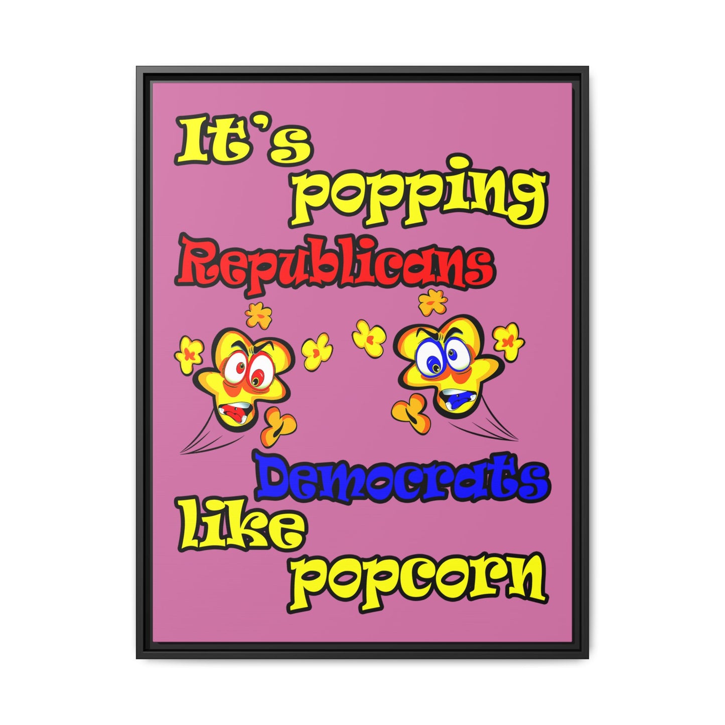 popping like popcorn - framed canvas art (light pink)