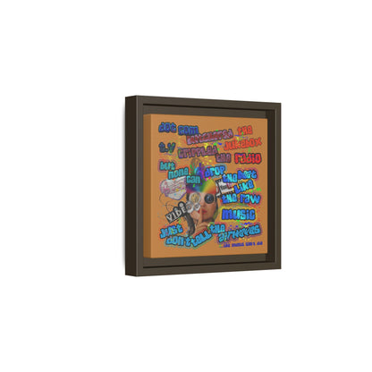 drop the beat - framed canvas art (light brown)