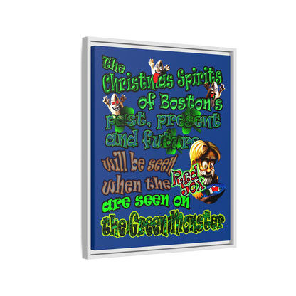 christmas spirits of boston - framed canvas art (dark blue)