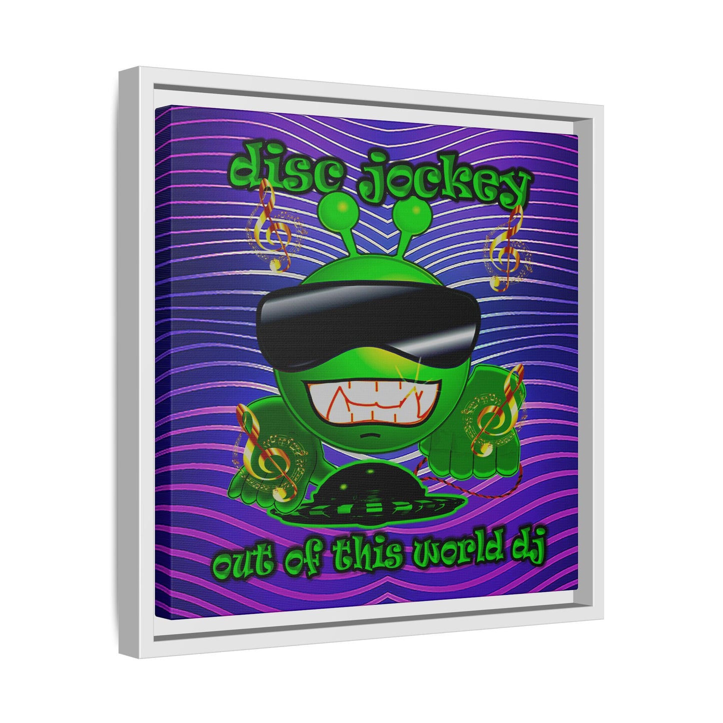 disc jockey - framed canvas art (purple wave)