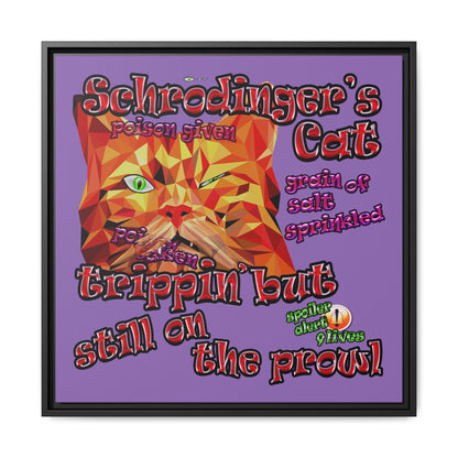 schrodinger's cat - framed canvas art (light purple)