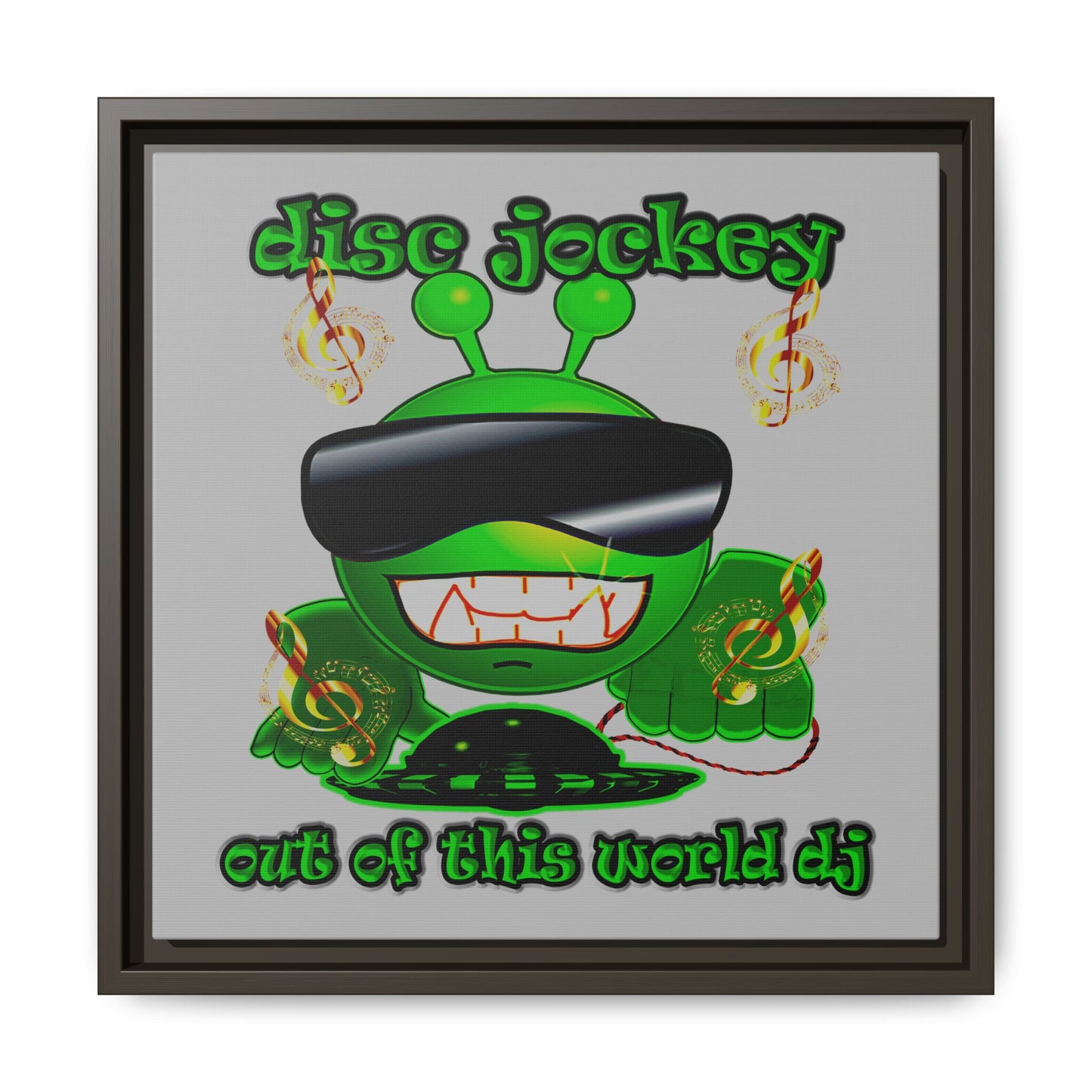 disc jockey - framed canvas art (light grey)