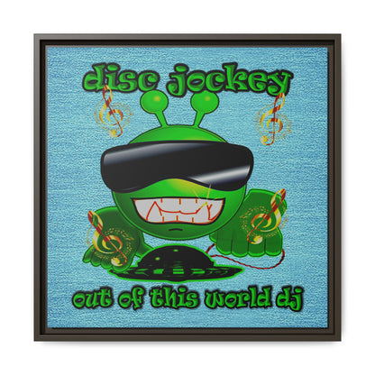 disc jockey - framed canvas art (faded blue)