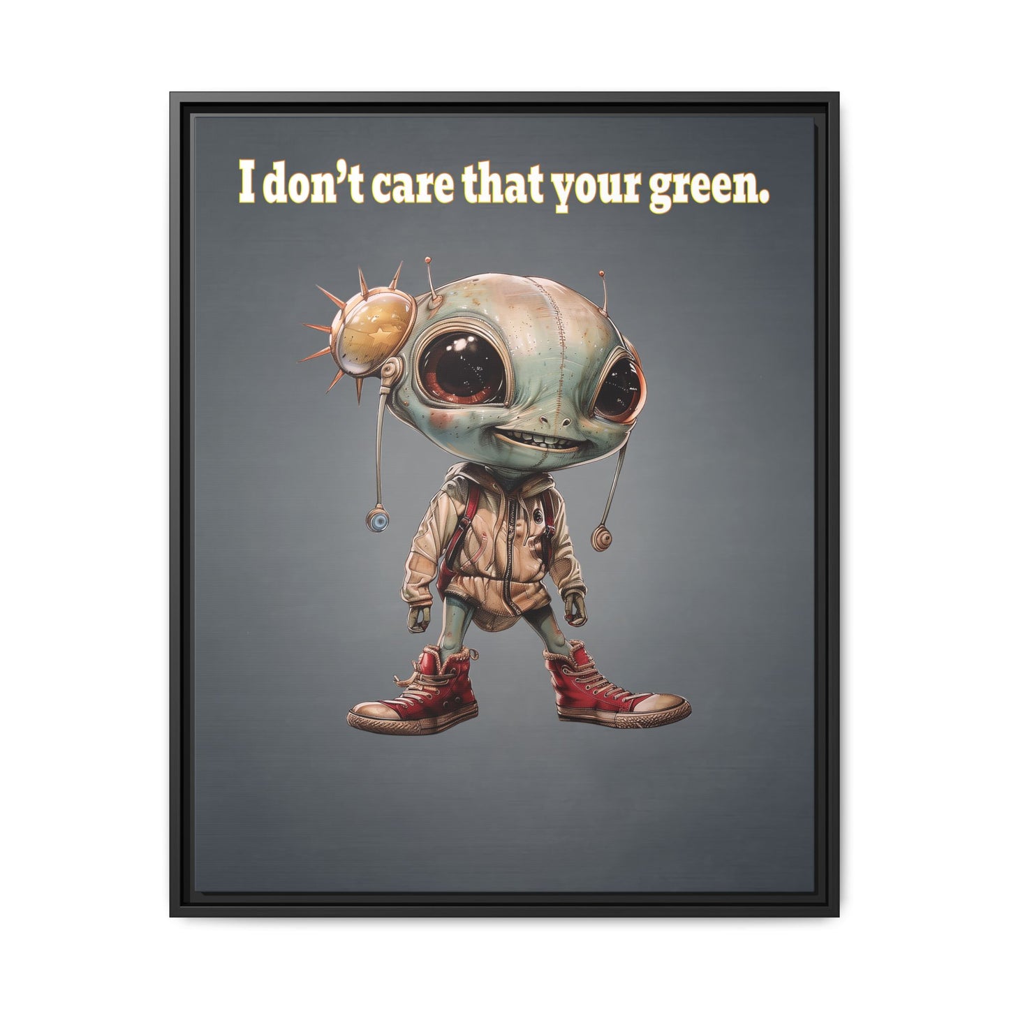I don't care that your green - framed canvas art (grey-light grey)
