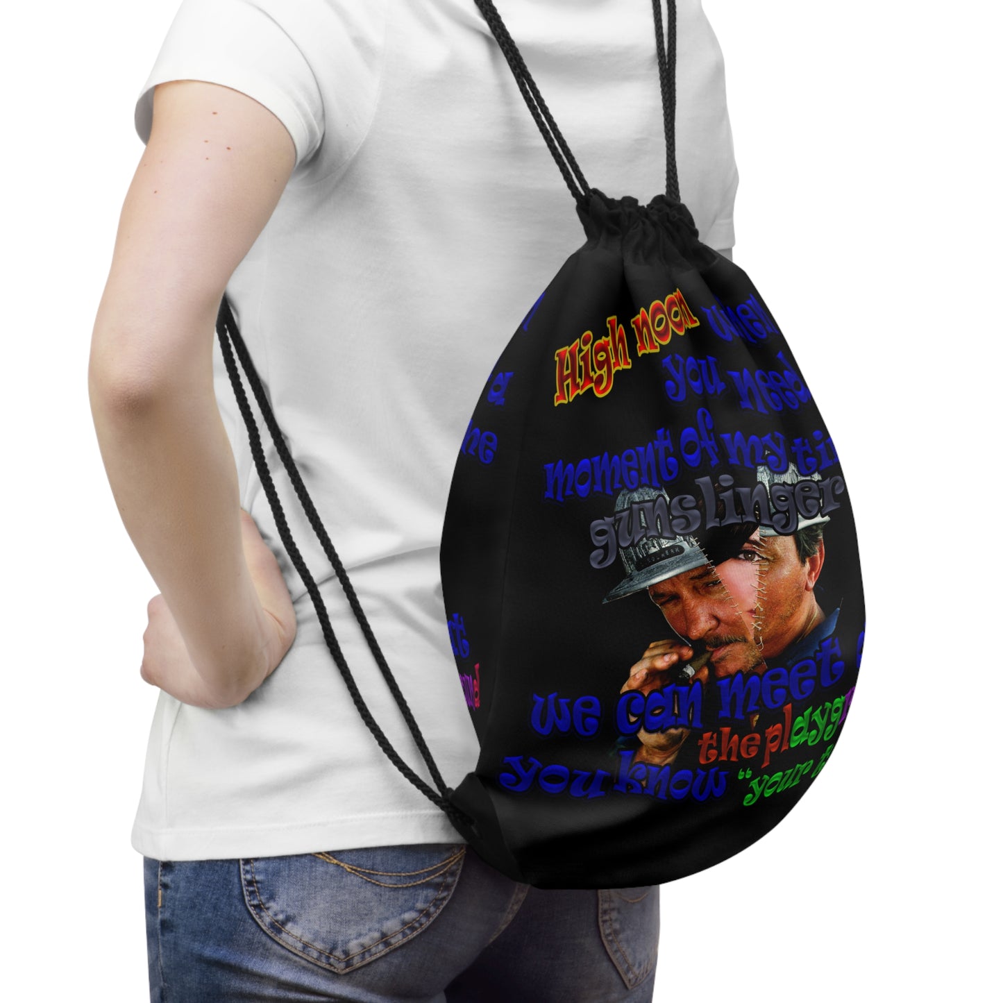 high noon - Drawstring Bag (black)