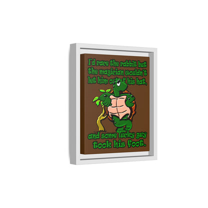 turtle race - framed canvas art (brown)